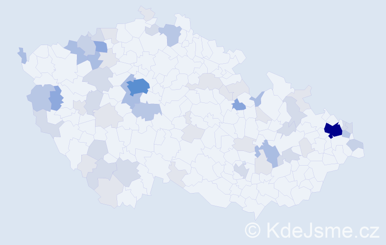 Příjmení: 'Barna', počet výskytů 169 v celé ČR