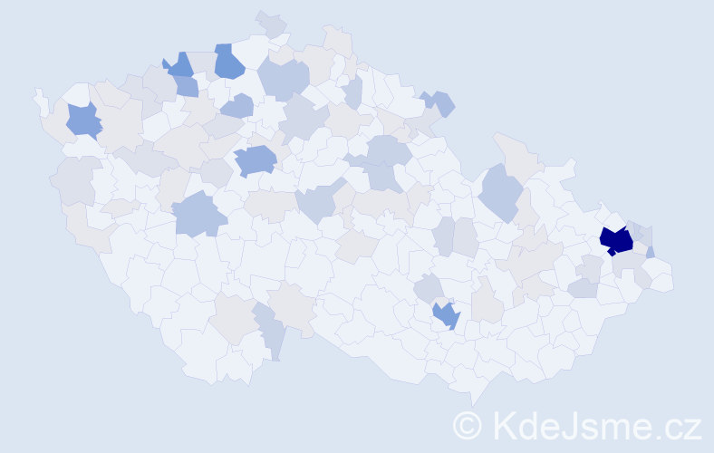 Příjmení: 'Horvath', počet výskytů 259 v celé ČR