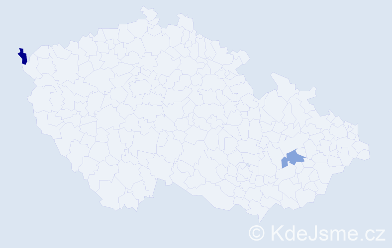 Příjmení: 'Kardas', počet výskytů 2 v celé ČR
