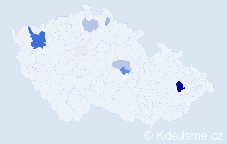 Příjmení: 'Kádě', počet výskytů 14 v celé ČR