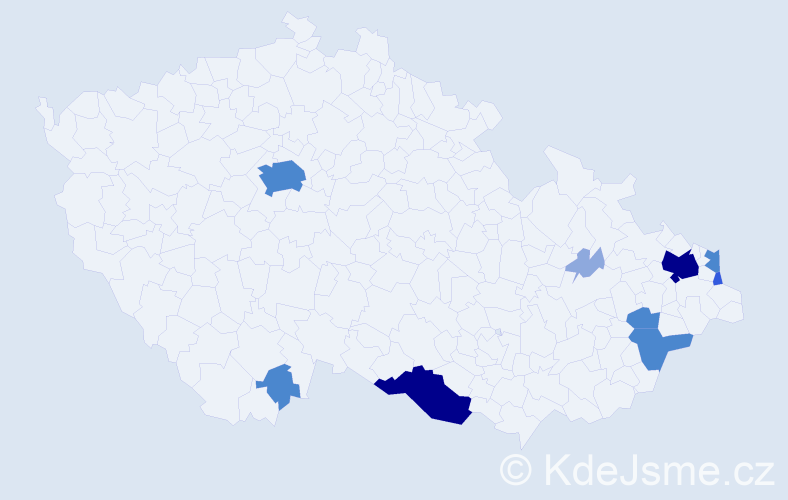 Příjmení: 'Badošek', počet výskytů 24 v celé ČR