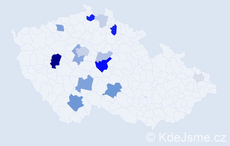 Příjmení: 'Vacka', počet výskytů 35 v celé ČR