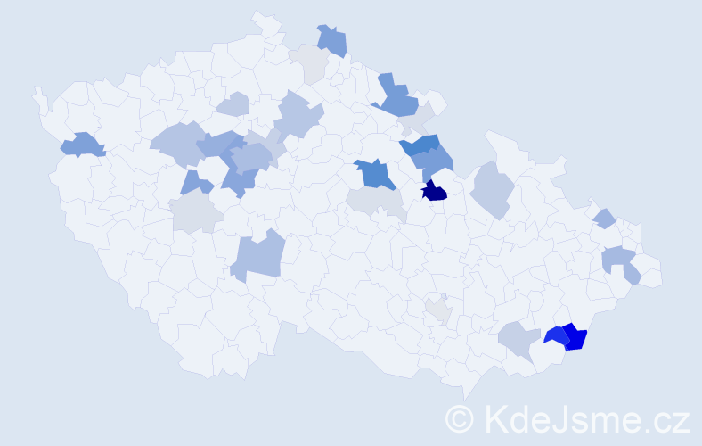 Příjmení: 'Skuček', počet výskytů 116 v celé ČR