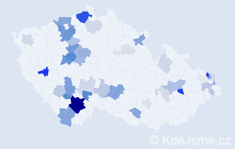 Příjmení: 'Vokůrková', počet výskytů 133 v celé ČR