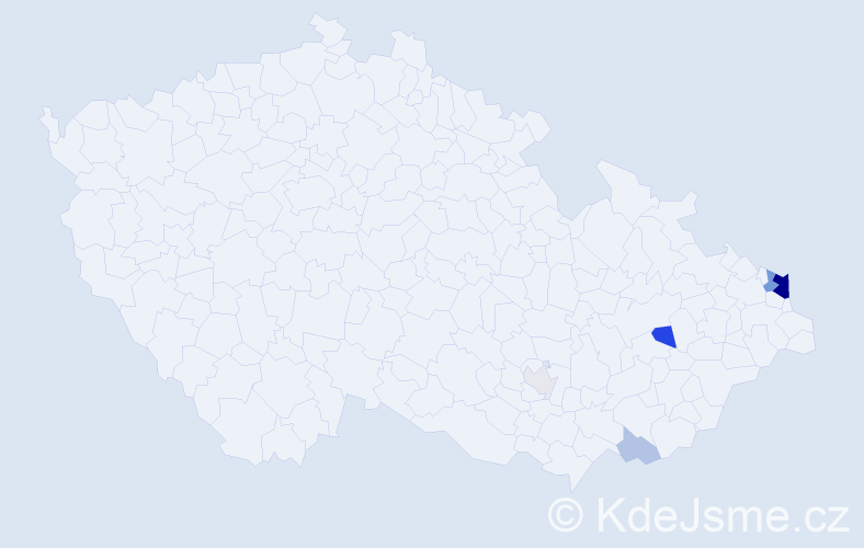 Příjmení: 'Wnuk', počet výskytů 21 v celé ČR