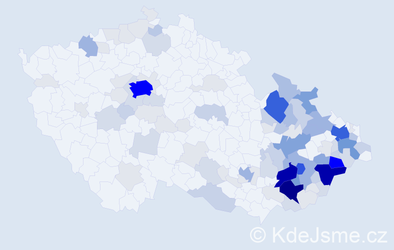 Příjmení: 'Měrka', počet výskytů 413 v celé ČR