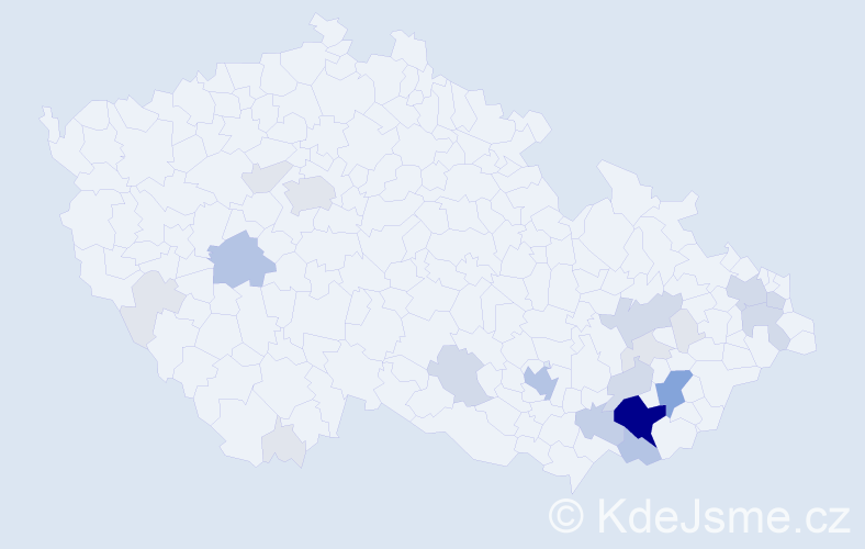 Příjmení: 'Otrusina', počet výskytů 74 v celé ČR