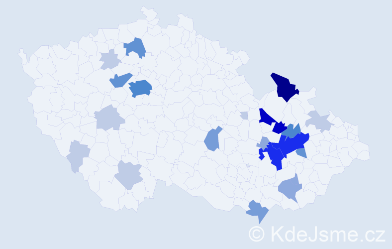 Příjmení: 'Smyčka', počet výskytů 82 v celé ČR