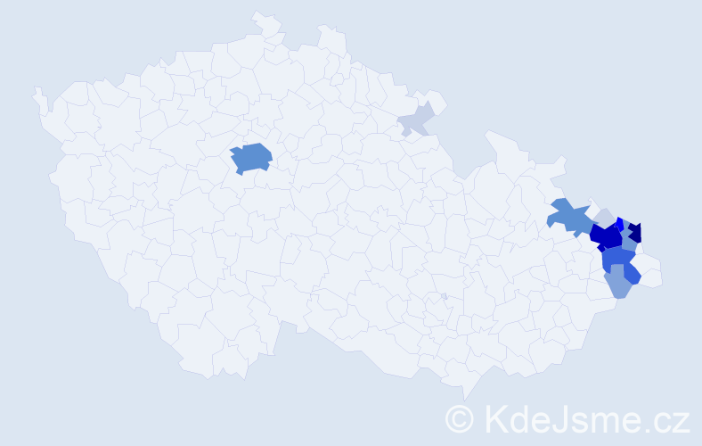 Příjmení: 'Klepek', počet výskytů 62 v celé ČR