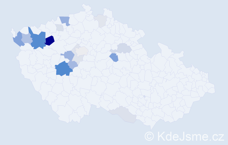 Příjmení: 'Poplštein', počet výskytů 53 v celé ČR