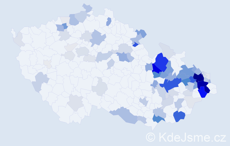 Příjmení: 'Matěj', počet výskytů 407 v celé ČR
