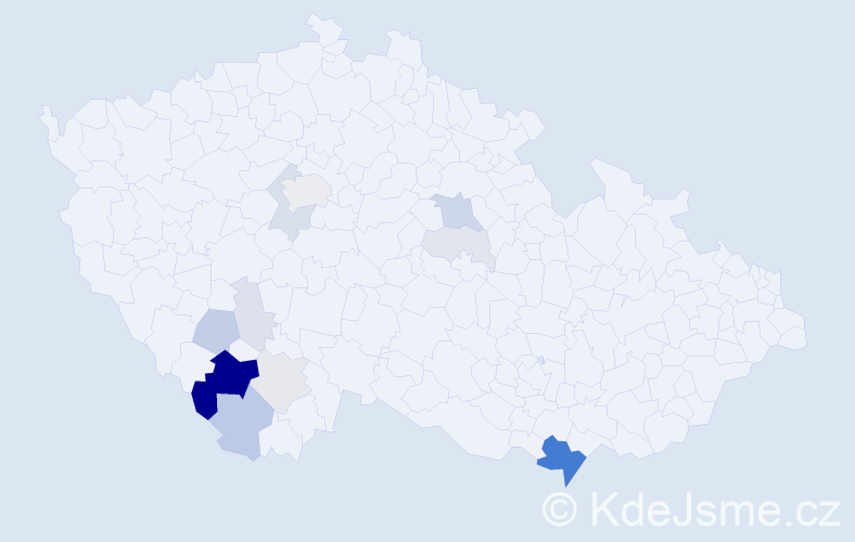 Příjmení: 'Hůrská', počet výskytů 45 v celé ČR