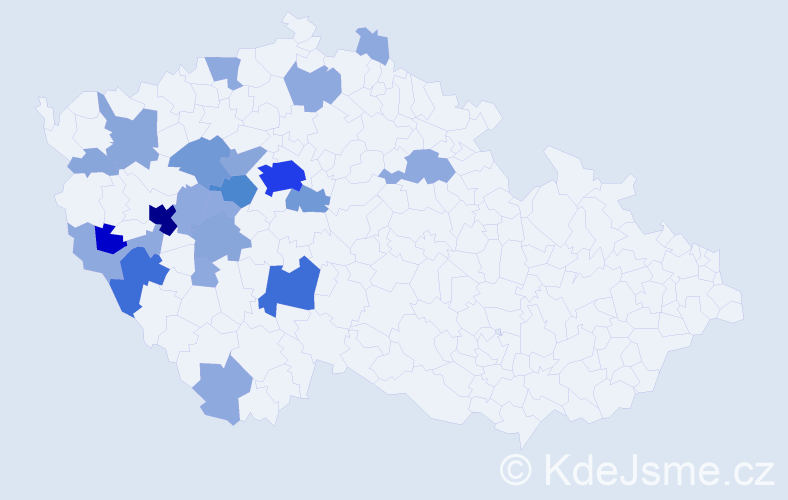 Příjmení: 'Ubl', počet výskytů 61 v celé ČR
