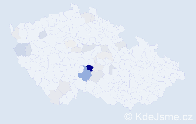 Příjmení: 'Honzlová', počet výskytů 64 v celé ČR