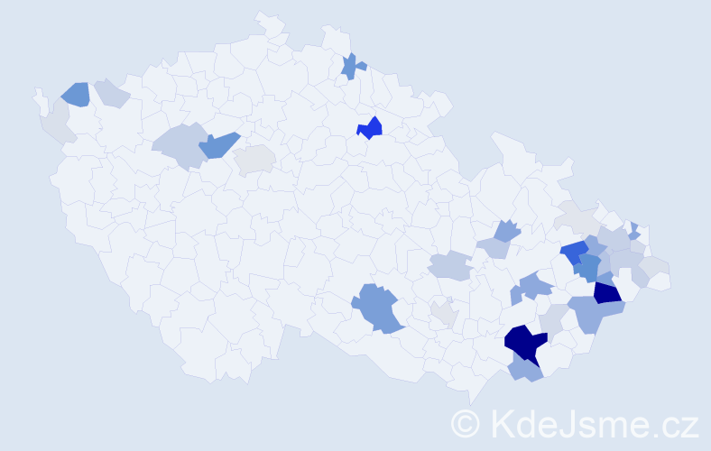 Příjmení: 'Kedroň', počet výskytů 147 v celé ČR