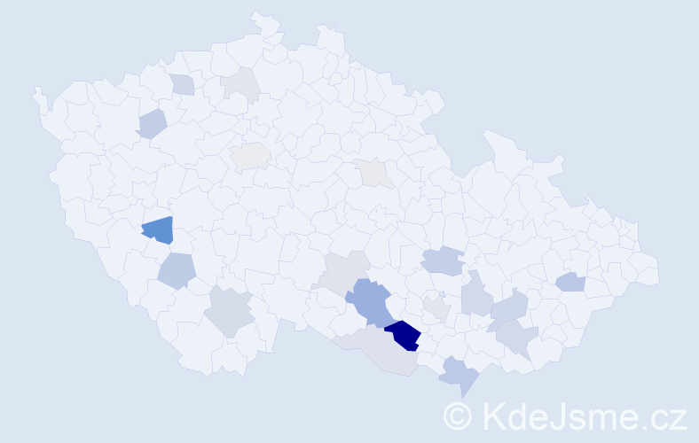 Příjmení: 'Kočárová', počet výskytů 69 v celé ČR