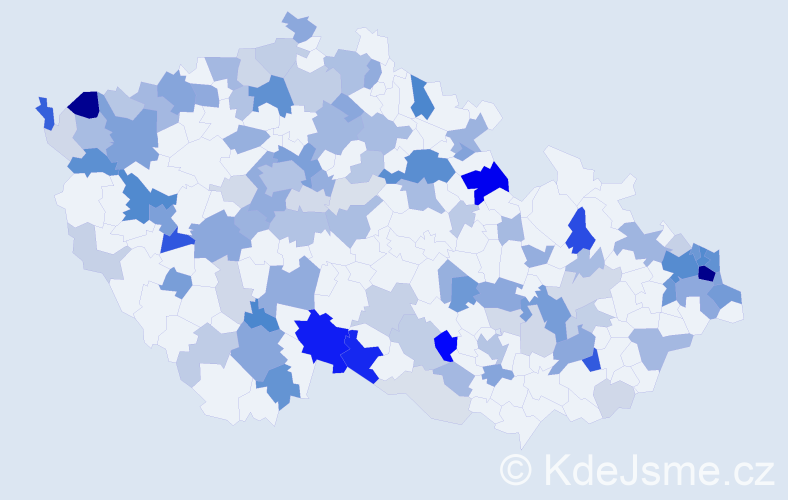 Příjmení: 'Németh', počet výskytů 348 v celé ČR