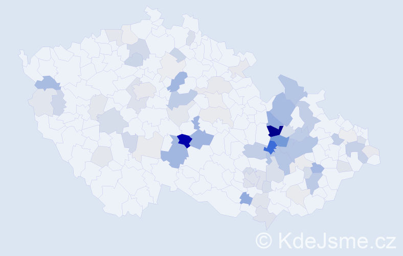 Příjmení: 'Poulíčková', počet výskytů 201 v celé ČR