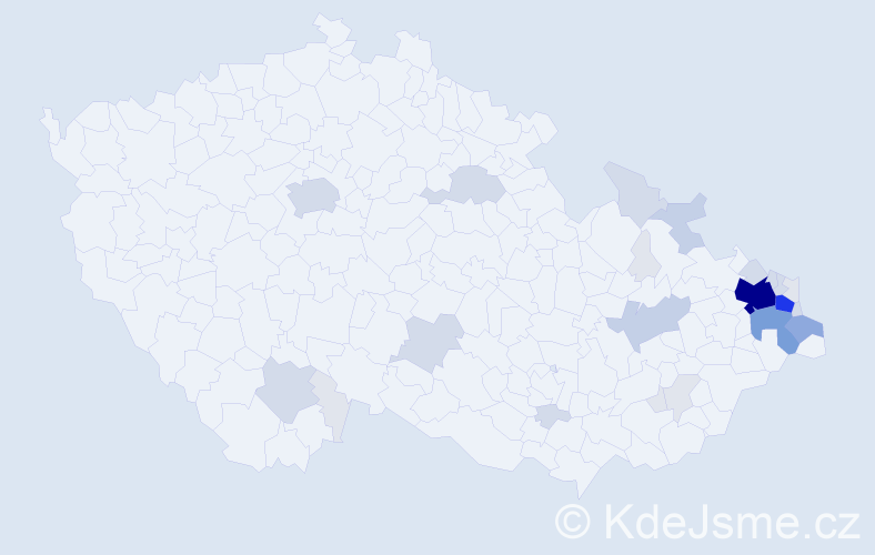 Příjmení: 'Guňka', počet výskytů 104 v celé ČR
