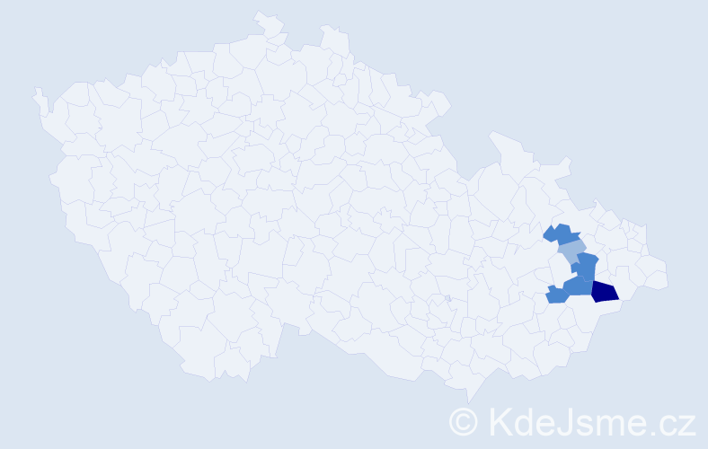 Příjmení: 'Kyšáková', počet výskytů 13 v celé ČR