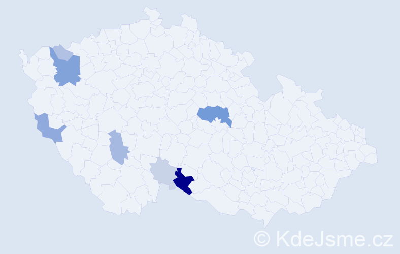 Příjmení: 'Andrejchová', počet výskytů 22 v celé ČR