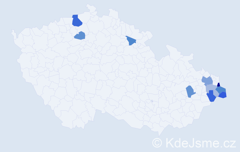 Příjmení: 'Časnocha', počet výskytů 18 v celé ČR