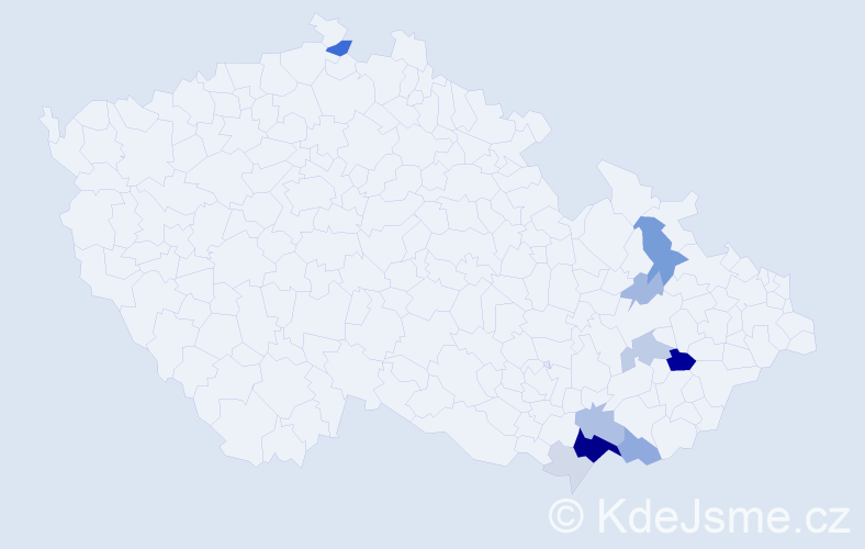 Příjmení: 'Hačunda', počet výskytů 34 v celé ČR