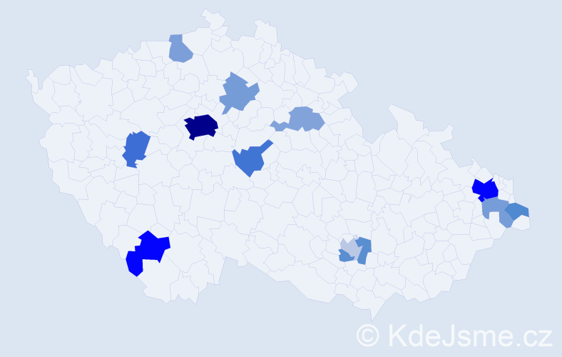 Příjmení: 'Ma', počet výskytů 41 v celé ČR