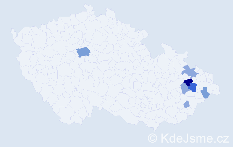 Příjmení: 'Klesla', počet výskytů 18 v celé ČR