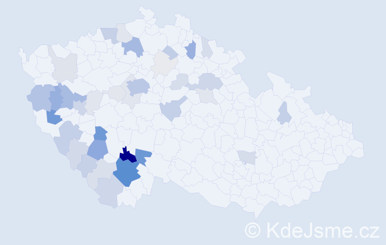 Příjmení: 'Bezpalcová', počet výskytů 168 v celé ČR