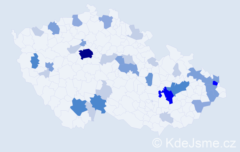 Příjmení: 'Melicherová', počet výskytů 102 v celé ČR
