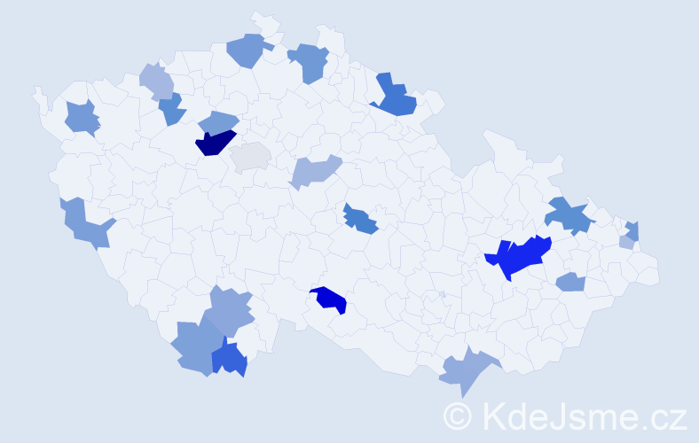 Příjmení: 'Bodnarová', počet výskytů 47 v celé ČR