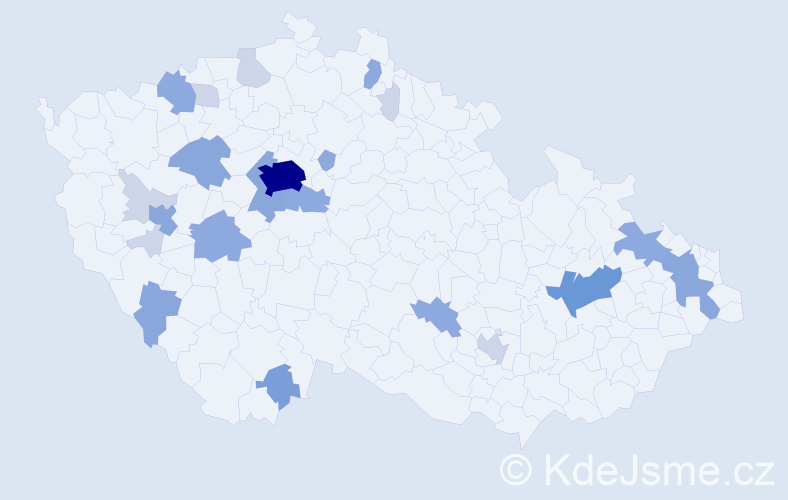 Příjmení: 'Todorovová', počet výskytů 61 v celé ČR