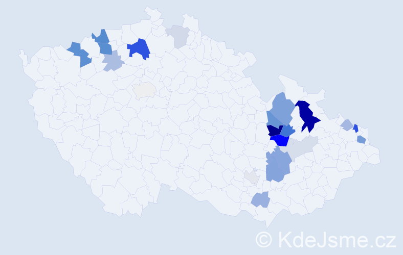 Příjmení: 'Linet', počet výskytů 55 v celé ČR
