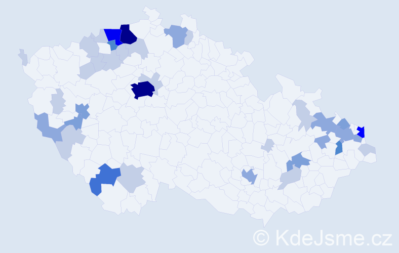 Příjmení: 'Sendrei', počet výskytů 98 v celé ČR