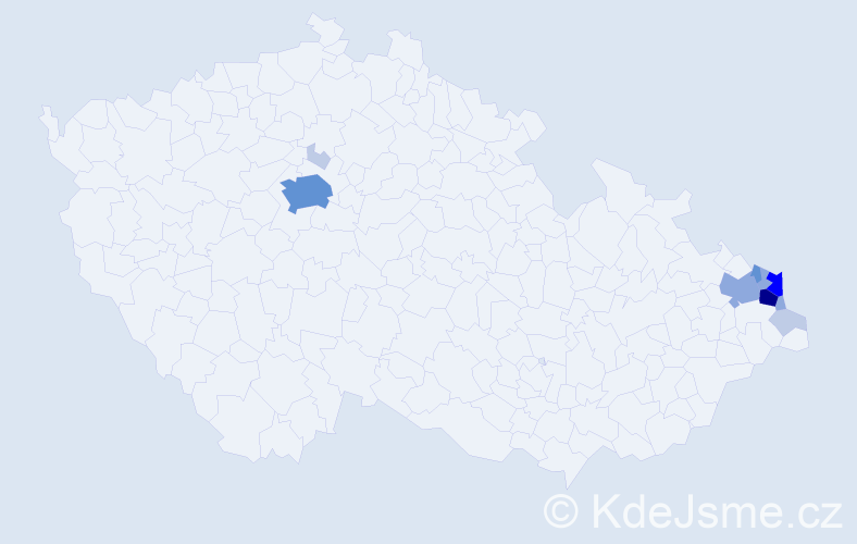 Příjmení: 'Machejová', počet výskytů 34 v celé ČR