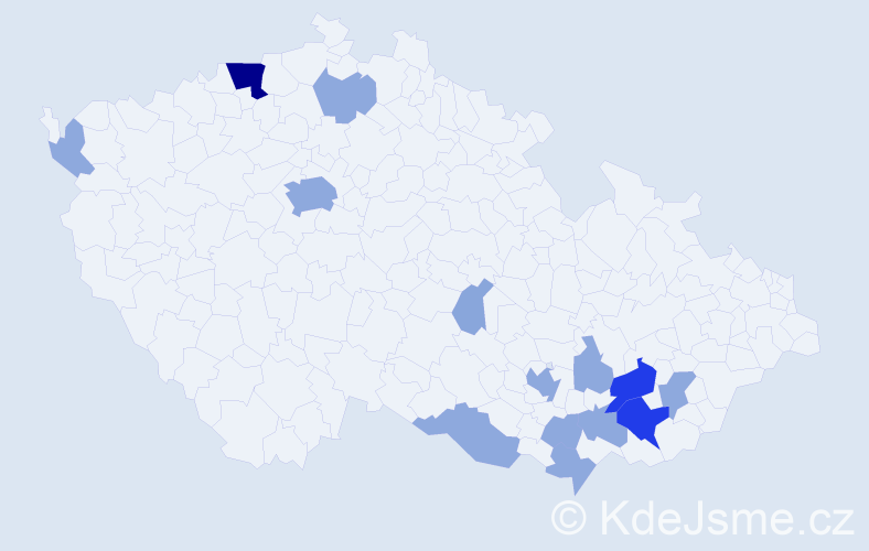 Příjmení: 'Netroufal', počet výskytů 33 v celé ČR
