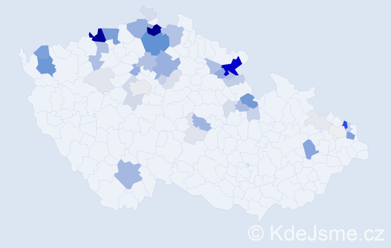 Příjmení: 'Turko', počet výskytů 211 v celé ČR