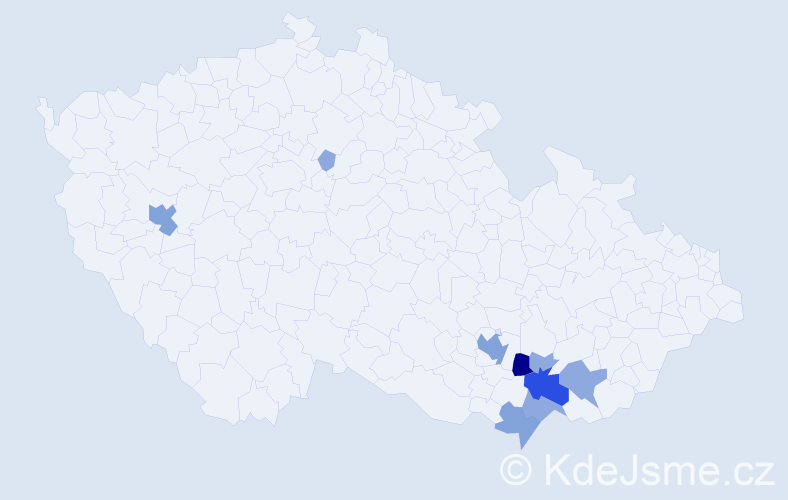 Příjmení: 'Čamlíková', počet výskytů 23 v celé ČR