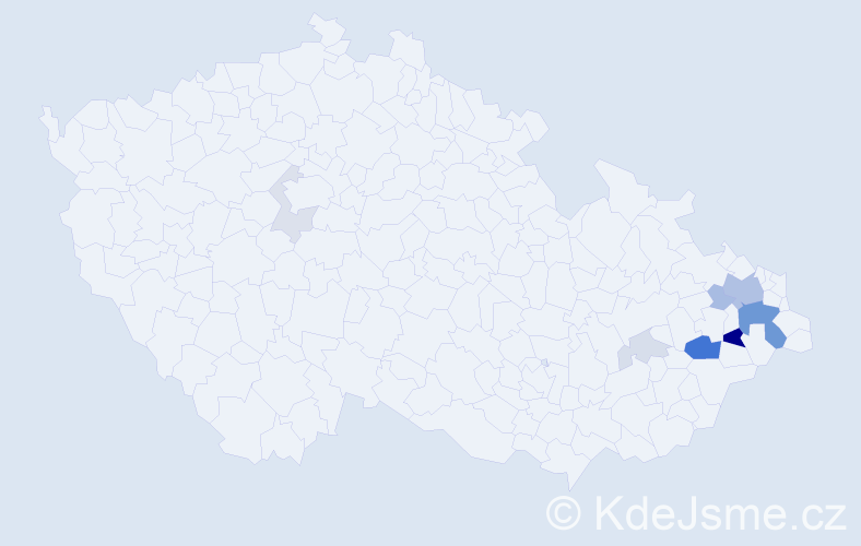 Příjmení: 'Přádka', počet výskytů 29 v celé ČR
