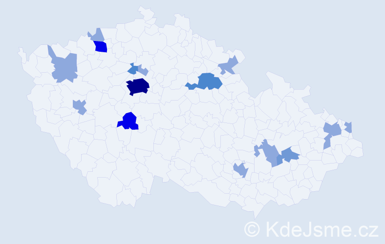 Příjmení: 'Student', počet výskytů 34 v celé ČR