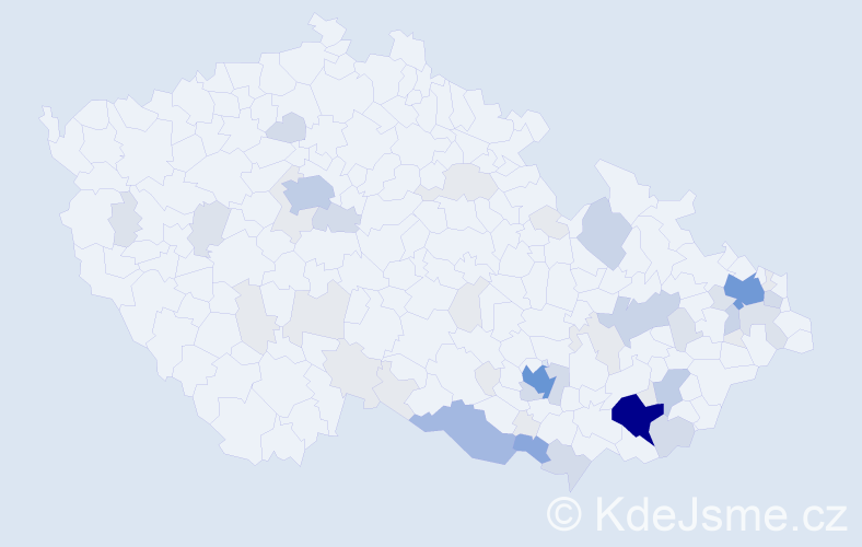 Příjmení: 'Pospíšek', počet výskytů 170 v celé ČR