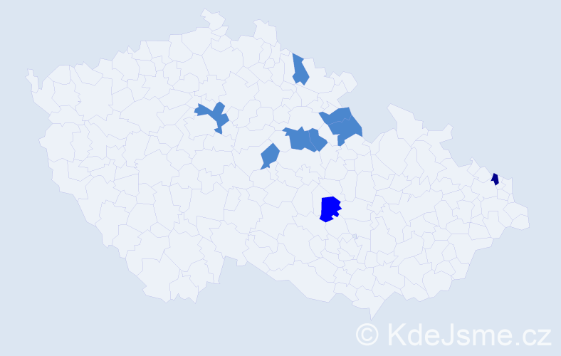 Příjmení: 'Dadíková', počet výskytů 12 v celé ČR