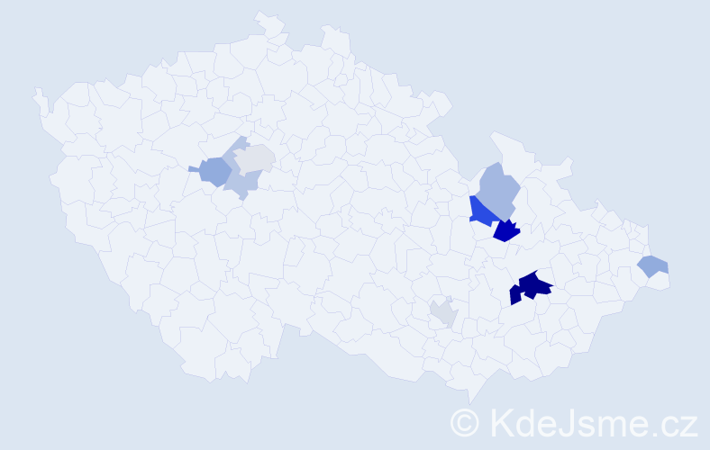 Příjmení: 'Kácel', počet výskytů 18 v celé ČR
