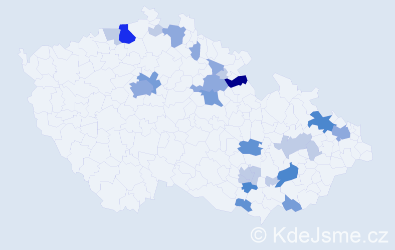 Příjmení: 'Španiel', počet výskytů 69 v celé ČR