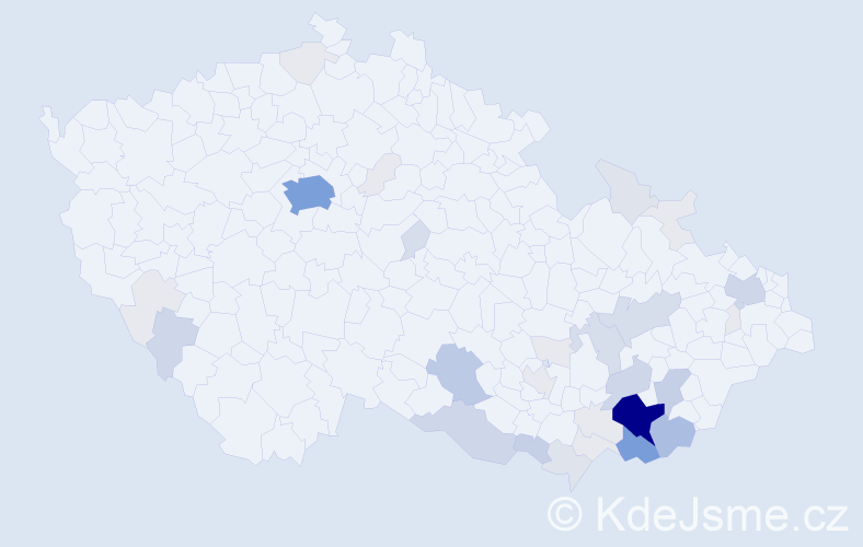 Příjmení: 'Bachan', počet výskytů 152 v celé ČR