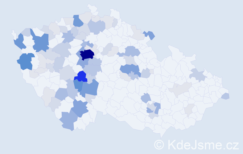 Příjmení: 'Habart', počet výskytů 298 v celé ČR