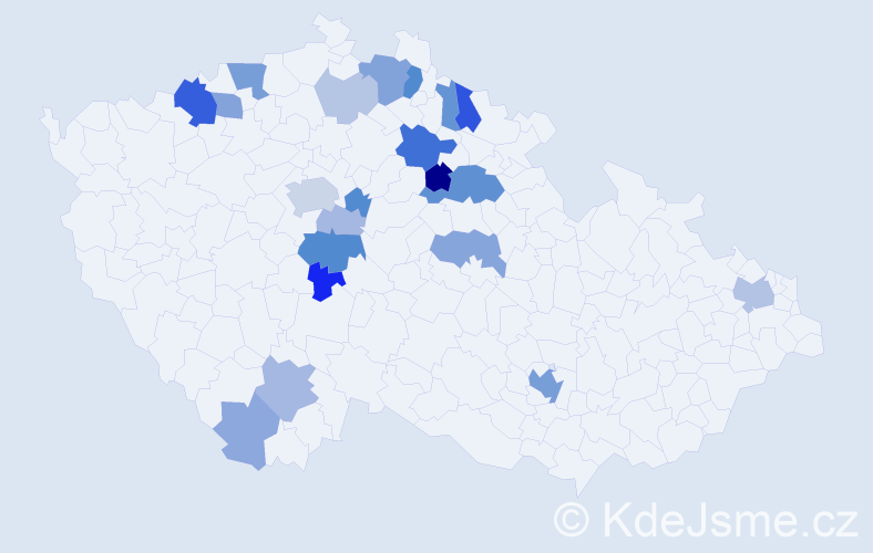 Příjmení: 'Klepl', počet výskytů 58 v celé ČR