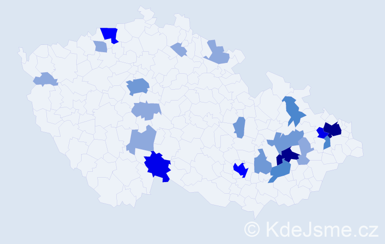 Příjmení: 'Chuda', počet výskytů 55 v celé ČR
