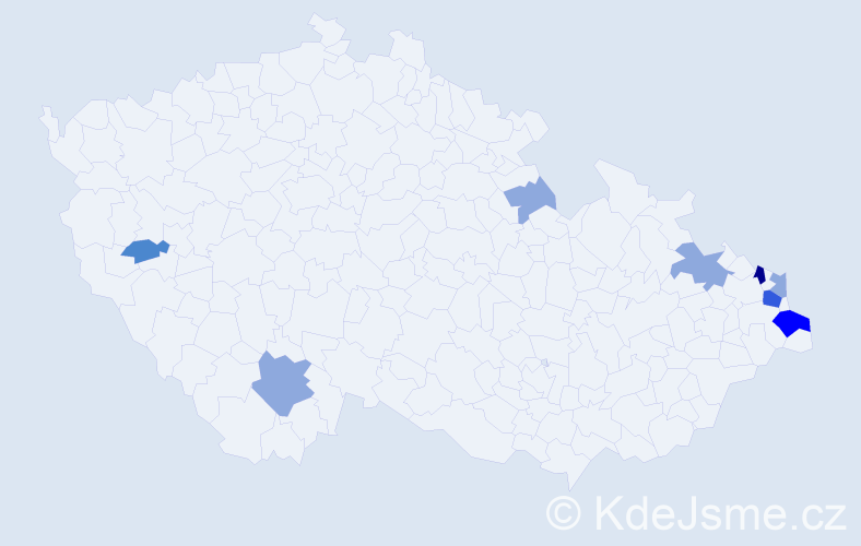 Příjmení: 'Banas', počet výskytů 18 v celé ČR